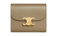 CELINE Triomphe Calfskin Wallet Small Size Women's Tan