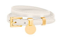 PRADA Leather Metal Wristbands Women's White/Black