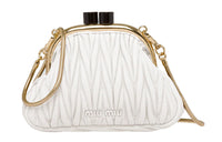 MIU MIU BELLE Soft Sheep Leather Shoulder Bag Crossbody Bag Mini Women's White