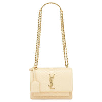 SAINT LAURENT Python Skin Shoulder Bag Trumpets Women's Yellow