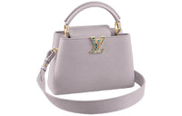 LOUIS VUITTON Capucines Taurillon Cow Leather Kapustin Handbag Shoulder Bag Small Size Women's Misty Blue