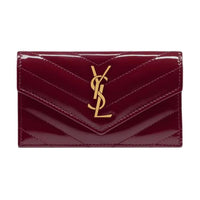 SAINT LAURENT CASSANDRE Calfskin Card Holder Women's Dark Red Wine Color