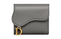 DIOR Saddle Sheepskin Wallet Women's Gray