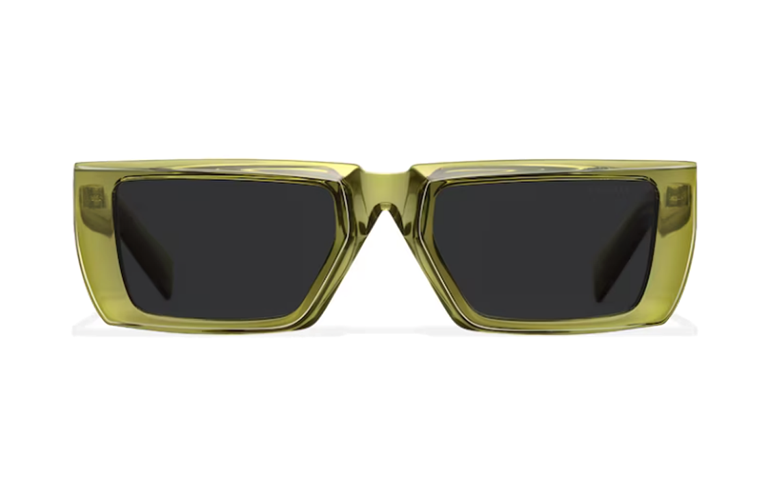 PRADA Acetate Irregular Shape Sunglasses Men's Green