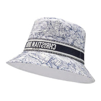 DIOR Cotton Bucket Hats Unisex White Blue