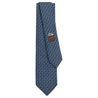 HERMES Mulberry Silk Ties Men's Marine Blue