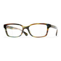CHANEL Acetate Square Eyeglass Frames Unisex Yellow/Brown