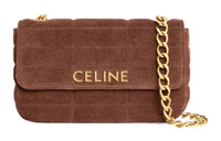 CELINE Suede Calfskin Crossbody Bag, Shoulder Bag Women's Brown
