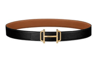 HERMES Leather Belts Women's Black/Gold