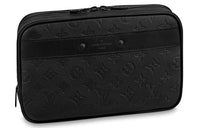 LOUIS VUITTON Leather Toiletry Bag Large Size Men's Black