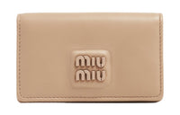 MIU MIU Leather Wallet Card Holder Women's Beige