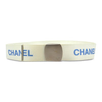 CHANEL Logo Print Nylon Canvas Hardware Accessories Belt Women's White Width 3.7CM