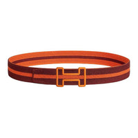 HERMES Stainless Steel Belt Unisex Rouge Gray/Orange Width 3.8cm