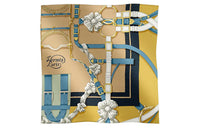 HERMES Silk Scarves Women's Camel
