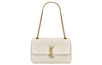 SAINT LAURENT Leather Portable Crossbody Bag Shoulder Bag Women's White