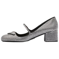 PRADA Chunky Heel Mary Jane Shoes Women's Crystal Color