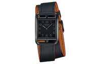 HERMES Cape Cod Wrist Watch Quartz Movement Genuine Leather Strap Black Dial Unisex