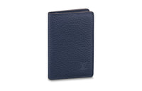 LOUIS VUITTON Taurillo Leather Card Holder Wallet Men's Marine Blue