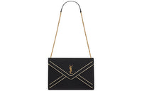 SAINT LAURENT GABY Silk Satin With Calfskin Handbag Shoulder Bag Women's Black