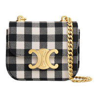 CELINE Fabric Shoulder Bag Mini Women's Black & White