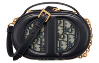 DIOR Oblique Print With Leather Camera Bag Shoulder Bag Crossbody Bag Regular Women's Blue