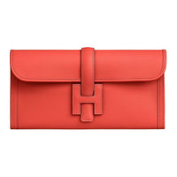 HERMES Jige Elan Swift Calfskin Clutch Women's Orange