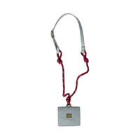 MIU MIU Leather Earphone Case Women's Light Blue & Burgundy