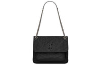 SAINT LAURENT Niki Shoulder Bag Medium Crinkled Vintage Black