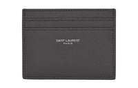 SAINT LAURENT Grained Embossed Leather Card Clip Card Holder Men's Gray White