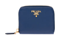PRADA Leather Coin Purse Women's Cornflower Blue
