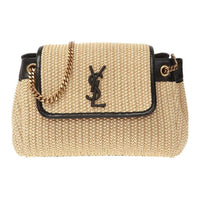 SAINT LAURENT Raffia Shoulder Bag, Crossbody Bag Regular Women's Sand/Beige