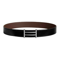 HERMES Calfskin Leather Belts Unisex Black Umber Width: 3.8CM