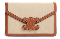 CELINE Triumph Gate Triomphe Cow Leather With Fabric Portable Crossbody Bag Shoulder Bag Women's