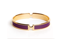 HERMES Goat Leather Gilded Bangles Unisex Purple