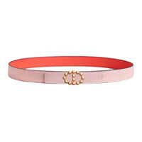 HERMES Leather Leather Belts Women's Pink 2.4CM