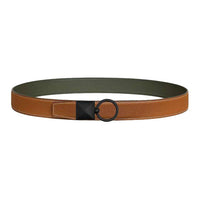 HERMES Calfskin Leather Belts Men's Brown Width: 3.2CM