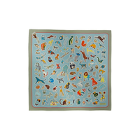 HERMES Mulberry Silk Scarves Women's Sky Blue