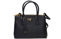 PRADA Saffiano Calfskin Handbag Crossbody Bag Shoulder Bag Medium Size Women's Black