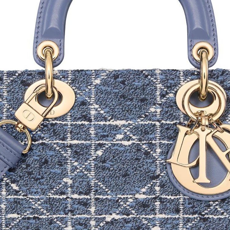 DIOR Lady D JOY Woolen Lady Dior Bag, Shoulder Bag, Crossbody Bag, Handbag Medium Size Women's Blue