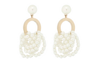 DIOR Metal Resin Earrings Unisex White