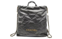 CHANEL 22Bag Calfskin Backpack Large Size Women's Copper Metallic/Dark Gray