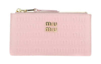 MIU MIU Leather Card Holder Wallet Women's Pink