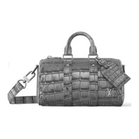LOUIS VUITTON Keepall Crocodile Leather Monkey Bag Handbag Shoulder Bag Crossbody Bag Men's Gray