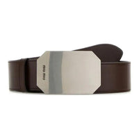 MIU MIU Calfskin Leather Belts Women's Brown Style 4.5CM