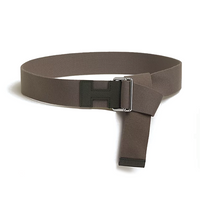 HERMES Logo Design Smooth Buckle Calfskin Leather Belts Men's Gray Width: 4CM