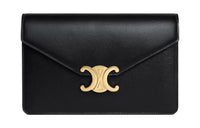 CELINE Triomphe Shiny Calfskin Shoulder Bag Crossbody Bag Wallet Regular Women's Black