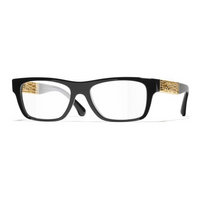 CHANEL Metal Acetate Square Eyeglass Frames Unisex Black