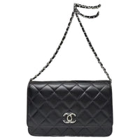 CHANEL Leather Shoulder Bag Crossbody Bag Regular Women's Black