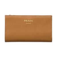 PRADA Leather Wallet Large Size Women's Brown