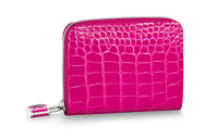LOUIS VUITTON Short-Snouted Crocodile Leather Wallets Coin Purses Women's Rose Red
